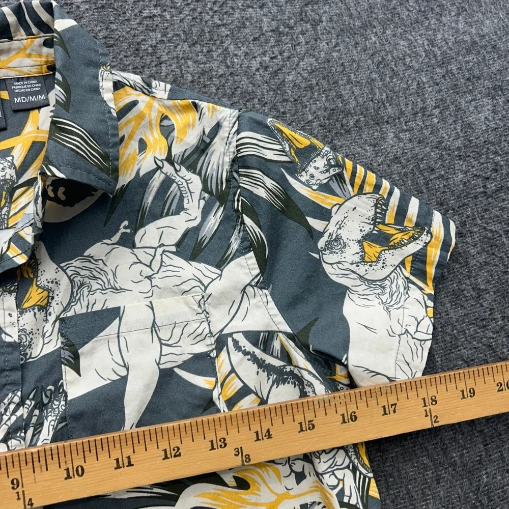 Jurassic World Shirt Boys M Hawaiian T-Rex Cotton Button Tropical